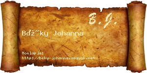 Béky Johanna névjegykártya